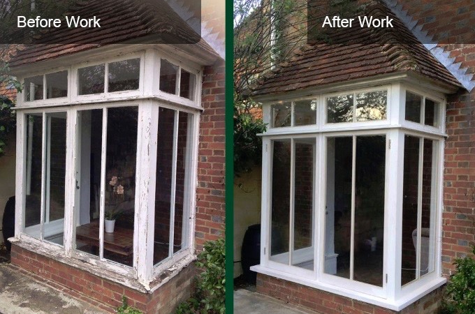 Sash window repair before and after photos