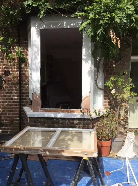 Draught proofing windows in Reigate work in progress