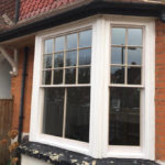 Hardwood double glazed sash bay in Reigate 4