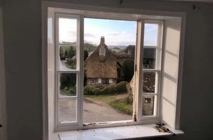 Sash window refurbishment in Amberley view from inside