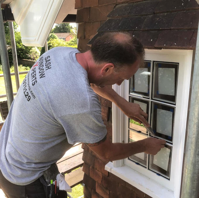 At work on a window renovation