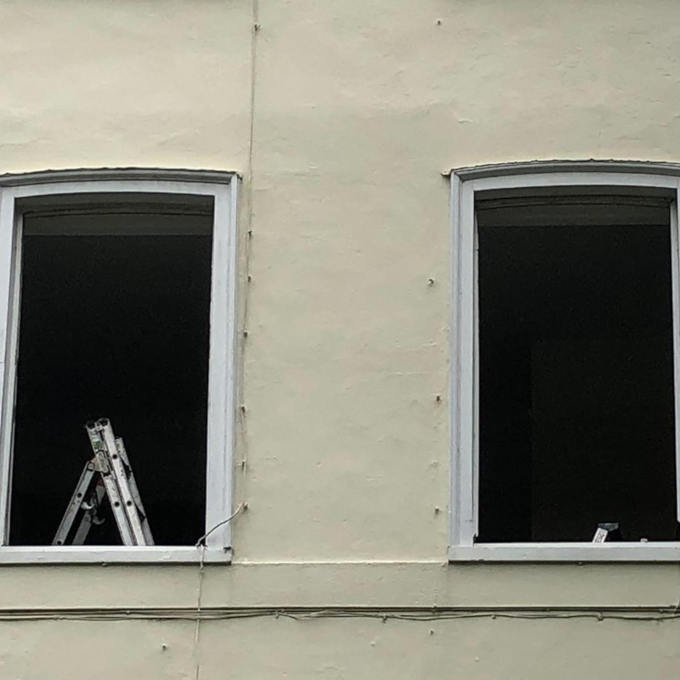 Close up of windows being prepared for fitting