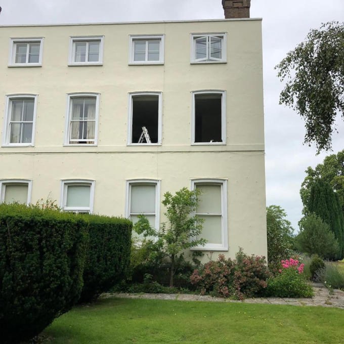 Exterior of windows waiting to be fitted