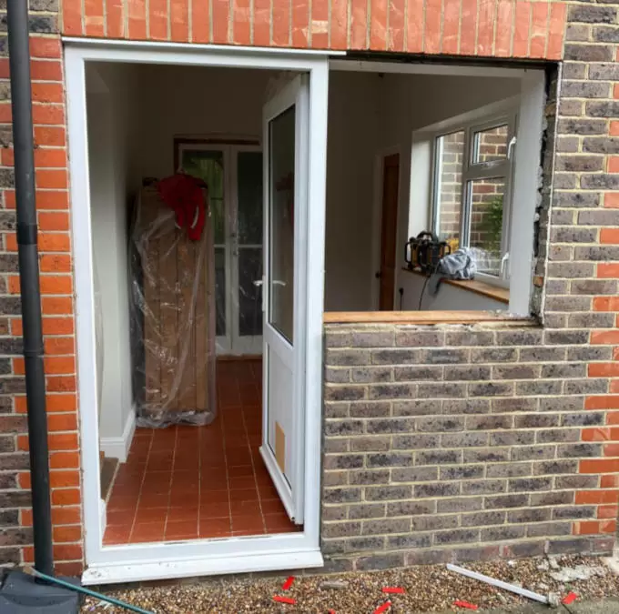 Hardwood double glazed French doors before 2