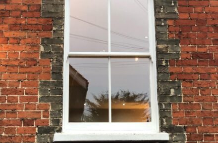 Installation of new hard wood sash windows with double glazed laminated glass 1